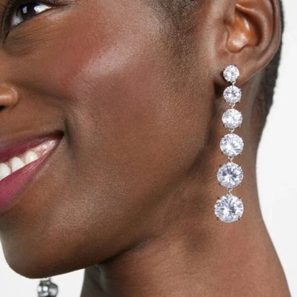 $128 Kate Spade Candy Shop Linear Earrings Clear / Silver - Picture 2 of 6